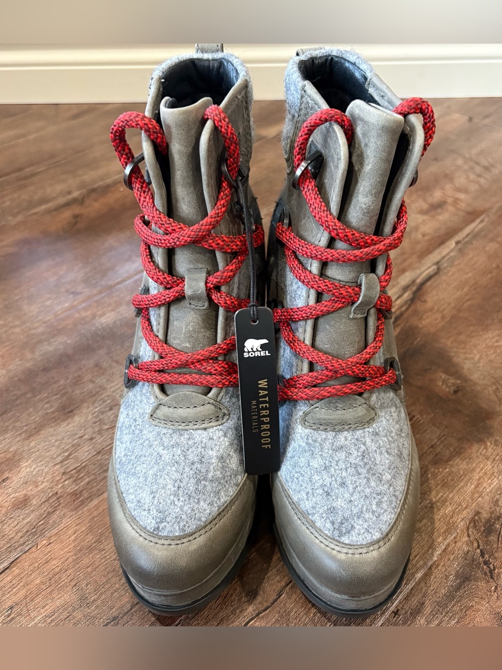 Sorel Blake Lace-Up Waterproof Boots Women US 7 Gray Felt Leather NWT - Picture 5 of 10